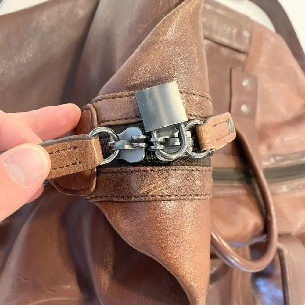 Kenneth Cole Leather Weekender Duffle Bag